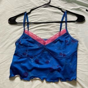 Y2K blue cropped tank top